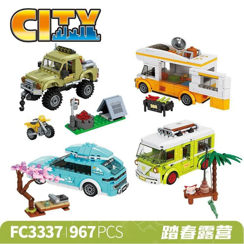 

MOC Outdoor Scene Adventure Camping Building Blocks Sets Camping Vehicles with Recreational Vehicle Model Bricks Toys Kids Gifts