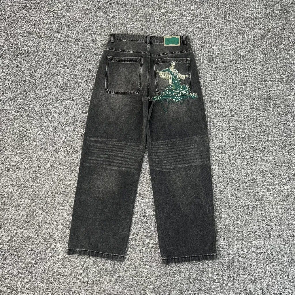 

High Quality Embroidered Blossom Derschutze Denim Jeans Pants Men Women Casual Fashion Trousers Men's Clothing