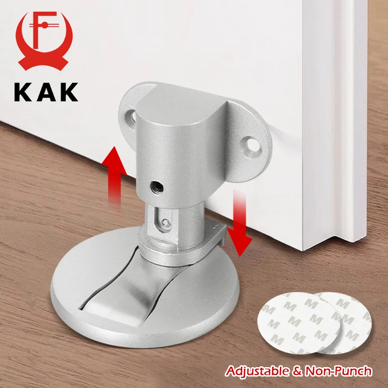 

KAK Non-Punch Magnetic Door Stopper Adjustable Door Holder Anti-collision Wall Security Protection Aluminum Alloy Door Hardware