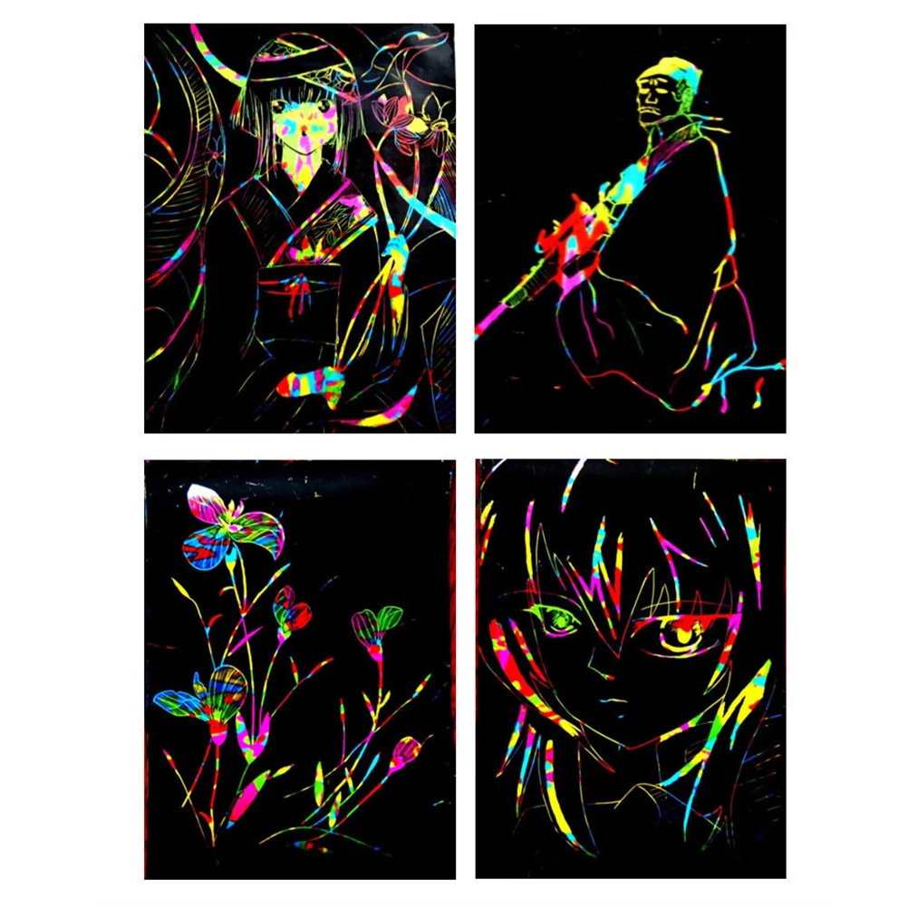 2Pack Kraskaart Regenboogpapier Zwart Matte Afwerking DIY Graffiti Boek Dikke Onbreekbare Vellen voor Kinderen Kunst Ambacht Thuis