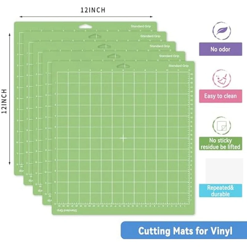 5 Stück Schneidematten für Cricut-12 x 12 Zoll grüne Standard-Griff-Schneidematten für Cricut Explore Air 2/Maker 2/3 Zubehör