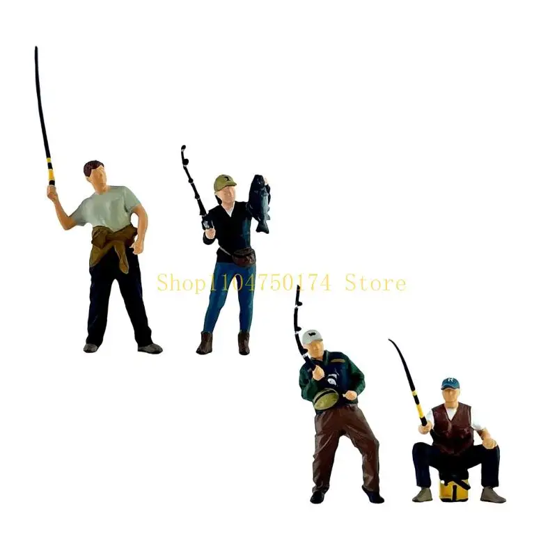 Resin Male Angler Miniature 1/64 Scale Figurines Perfect for Model Enthusiasts top sale
