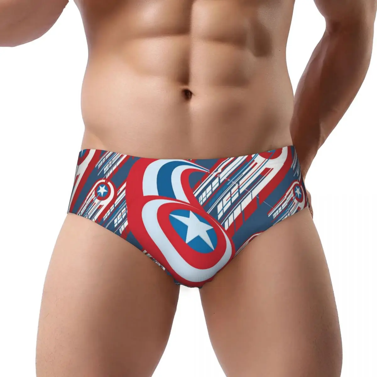 Custom Captain America Shield Striped Brief Panties for Women Comfort Stretch Underwear