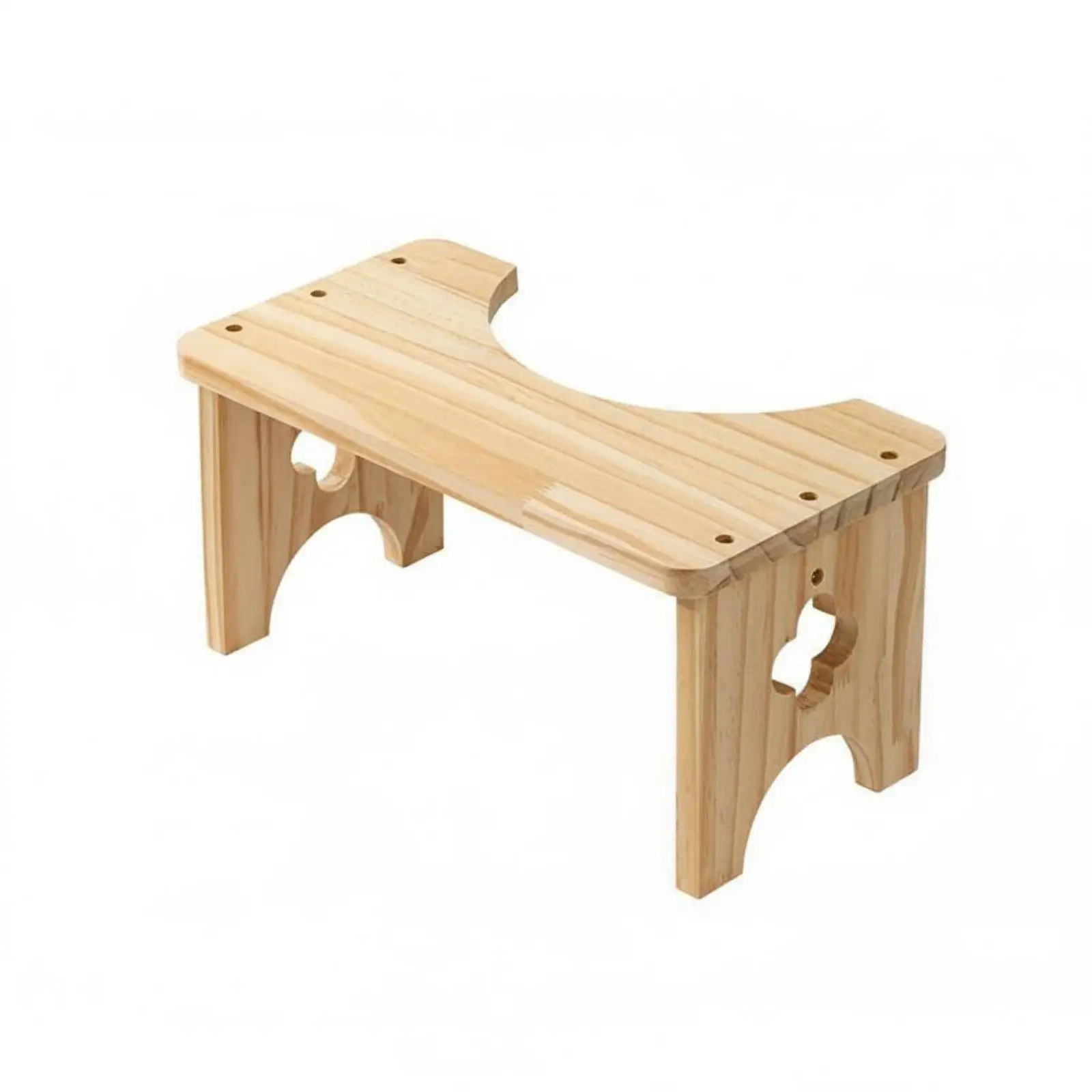Bathroom Wooden Footstool Curved Toilet Step Non Slip Stool for Home Family Support Ergonomics