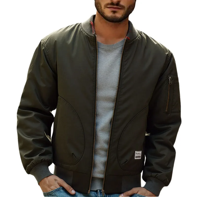 

Men's American Bomber Cotton Jackets Multi-Pocket Slim Fit Baseball Coat Hooded Zipper Windproof Retro Workwear Coats Men