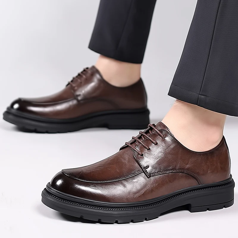 

Mens Casual Shoes lace up black Fashion Thick Bottom business Formal Shoes for Men Luxury Brand Dress Moccasins office men Shoes