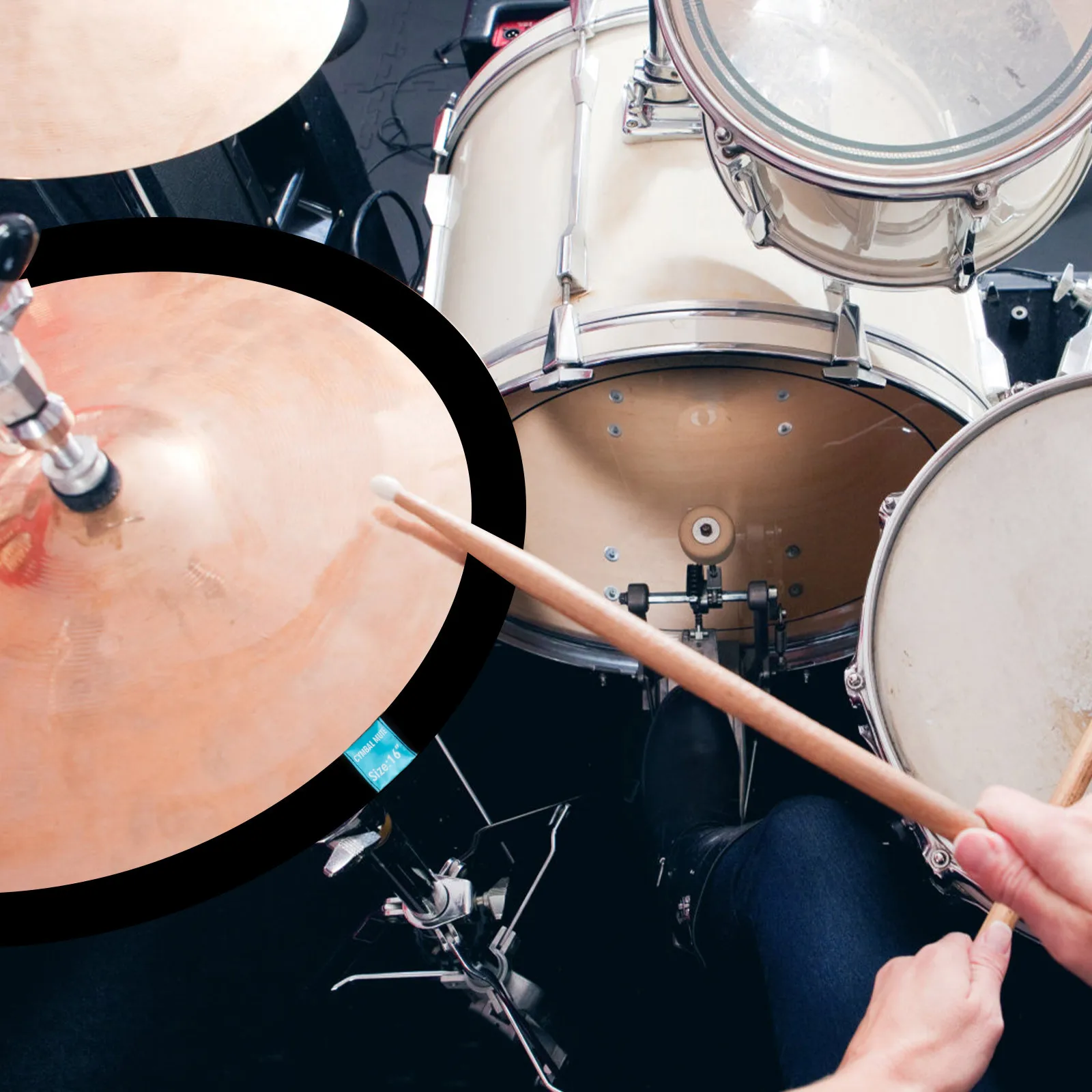 

8Pcs Cymbal Mute Pads Elastic Drum Practice Quiet Drumming Hearing Protection Stripe Fits 14 16 18 20 Inch Cymbals