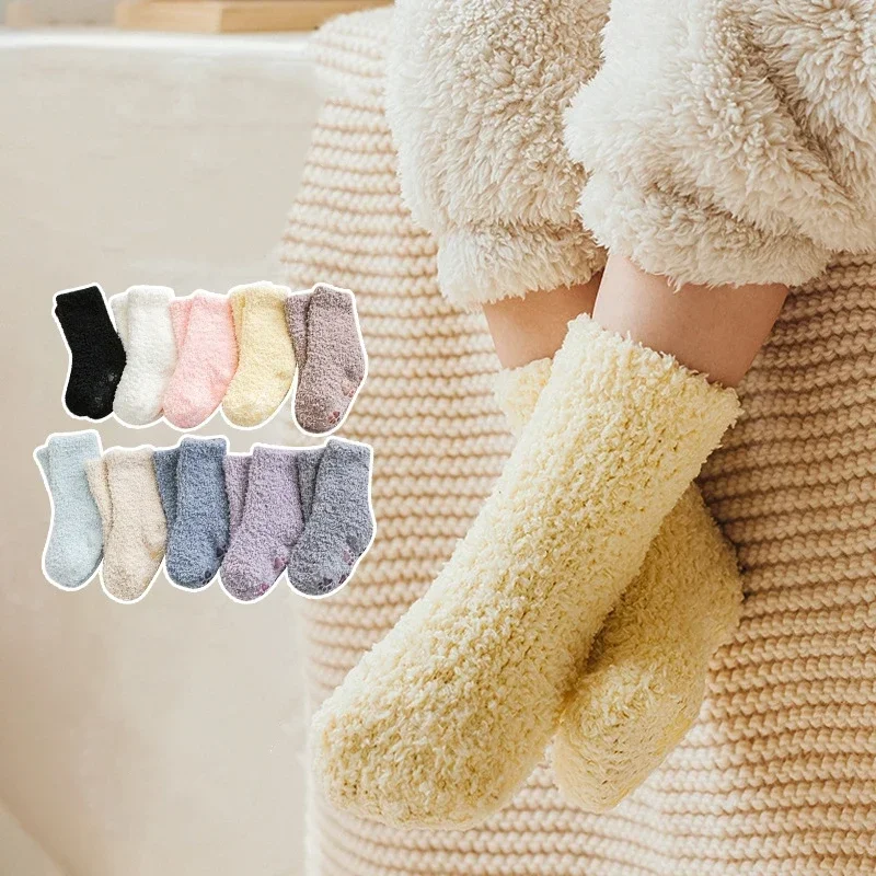 Thicken Baby Kids Long Socks Autumn Winter Coral Fleece Thermal Socks Warm Boy Girls Floor Socks Children Clothing Accessories