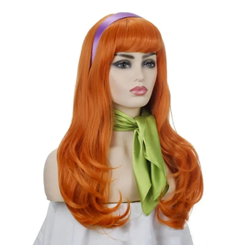 Long Wave Orange Wig Daphne Blake Movie History Cool Dog Wig Curly Hair History Cool Dog Wig For Costume Props