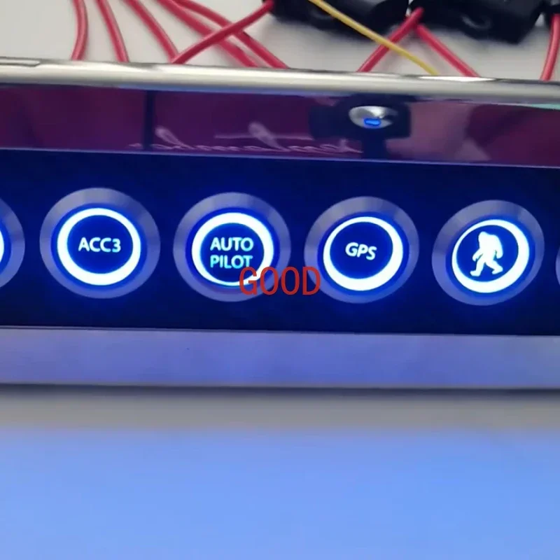for  Car accessories Red/Blue 6 Gang Button 12V Boat Switch Panel For Car RVs Yachts