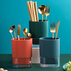 New Kitchen Utensil Holder 2 Grid Divided Dish Drainer Chopsticks Spoon Fork Tableware Drain Storage Box with Tray Kitchen Tools