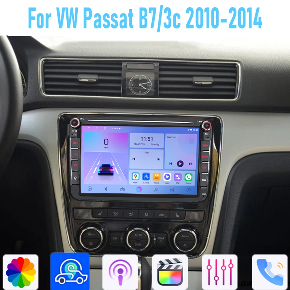 

8" For VW Passat 2010-2014 Car Stereo Radio Carplay Android Auto Head Unit WIFI BT GPS Navi Reversing Image Multimedia Player