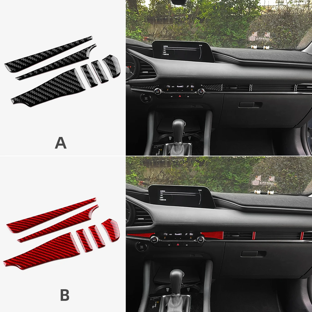 ملصق وحدة التحكم المركزية للسيارة من ألياف الكربون الناعمة الحقيقية لمازدا 3 BP 2019 2020 2021 2022 2023 2024 2025 Mazda3 Axela LHD RHD