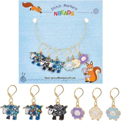 6Pcs Sheep Stitch Markers Alloy Enamel Crochet Stitch Marker Charms Locking Stitch Marker Knitting DIY Handmade Gift
