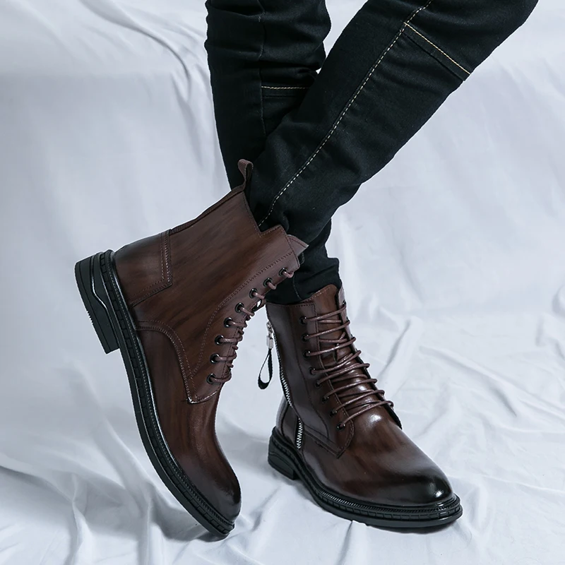 

Классические мужские кожаные ботинки челси в стиле ретро, Нескользящие деловые повседневные ботинки на высококачественной подошве, осенние удобные кожаные ботинки
