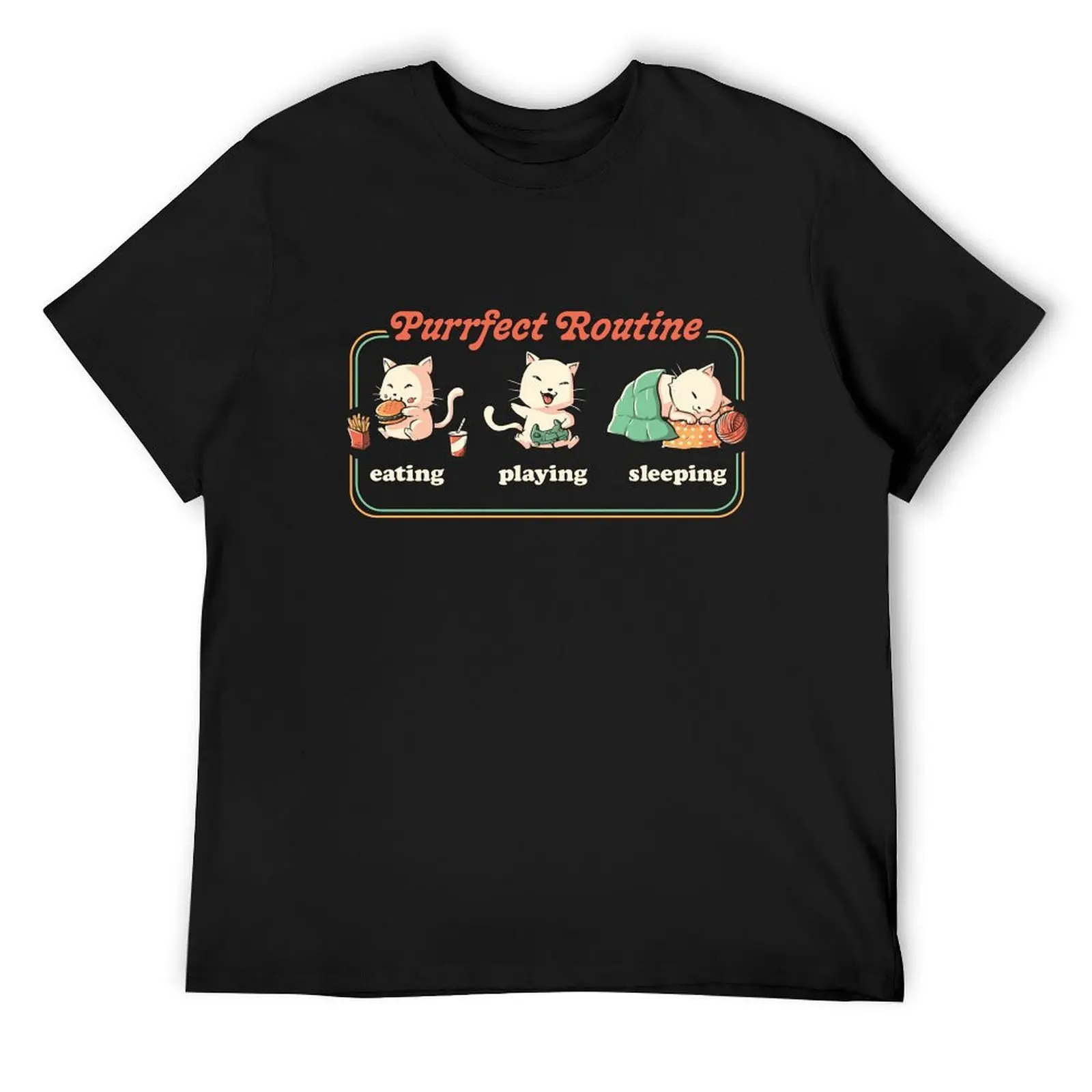

Purrfect Routine - Cute Cat Lover Gift T-Shirt oversized t shirt man clothes quick-drying mens graphic t-shirts big and tall