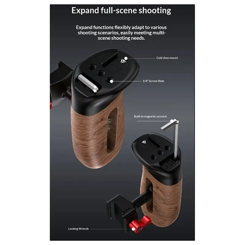 【A17Z】Universal Quick Release Side Handle Grip Wooden Handle With 1/4
