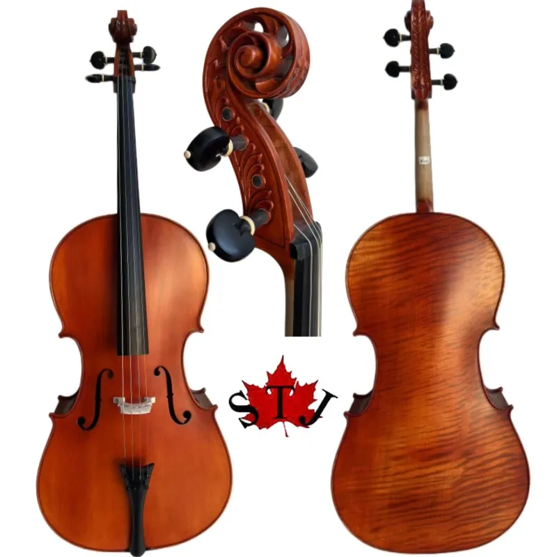 Special offer! Strad style whole back flames Cello 4/4,carving scroll #15589