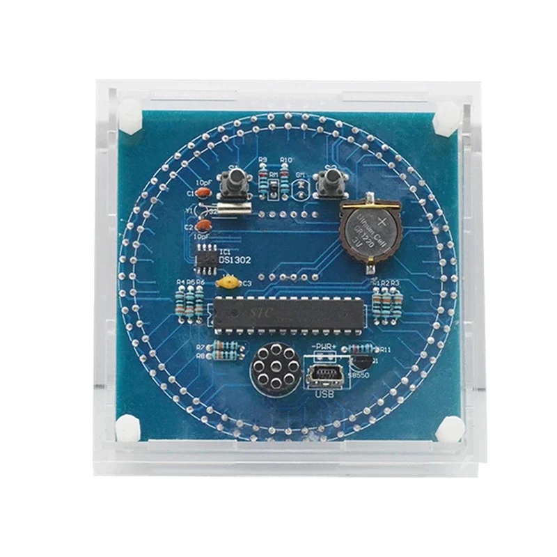 Rotating LED Display Alarm Electronic Clock Module Water Lamp DIY Kit Light Control Temperature DS1302 C8051 MCU STC15W408AS