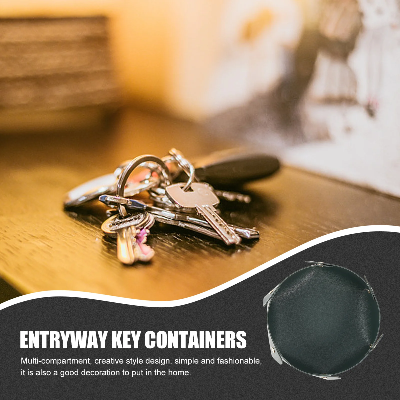 

2pcs Key Box Pu Storage Container Desktop Organizer For Keys Sundries Holder Entryway Countertop Box Smooth Base