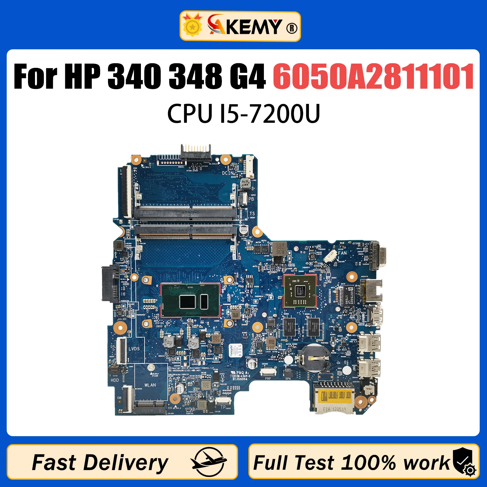 

AKEMY 913103-601 913103-001 For HP 340 348 G4 Laptop Motherboard 6050A2811101-MB-A01 With i5-7200U R