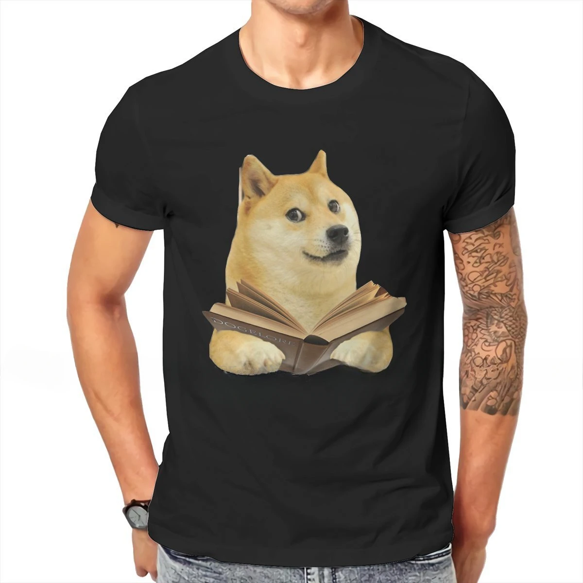 Shiba Inu Cheems Doge Funny Self Confidence Crewneck TeeThe Interesting Book Distinctive Men's Cotton T Shirt Funny Clothing