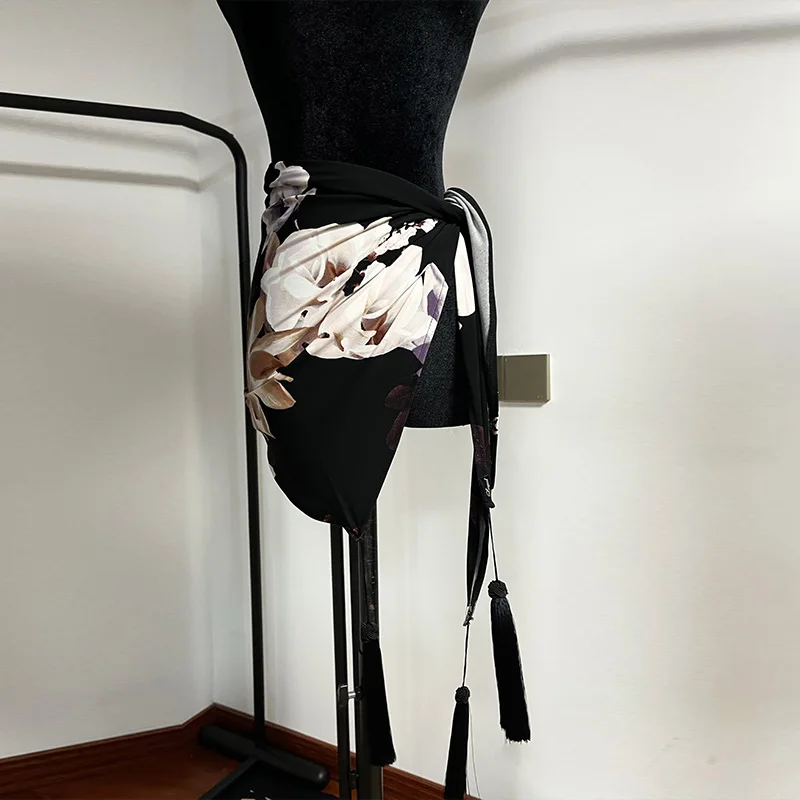 

2025 Latin Dance Skirt Tango Practice Clothing Samba Tango Dancing Lace up Skirt Modern Dancewear Salsa Training Costume VBH1502