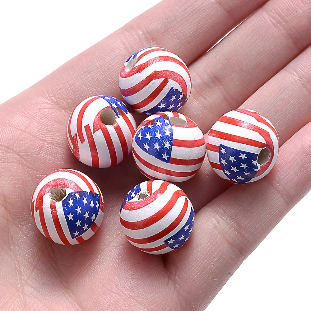 10psc 16 مللي متر التصميم الأمريكي الخرز الخشبي خزر عازل و حبة تشكيلة لصنع المجوهرات دبابيس الشعر جراب هاتف الخياطة #6