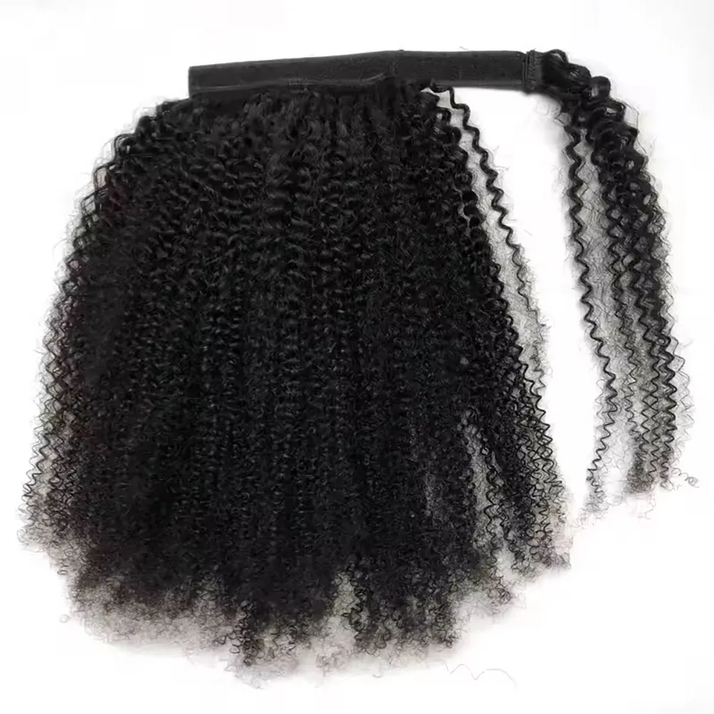 Ponytail Extension Human Hair Afrp Curly Clip in Wrap Around Ponytail Add Length 8-30 Inch Afro Curly Hair Ponytails For Women