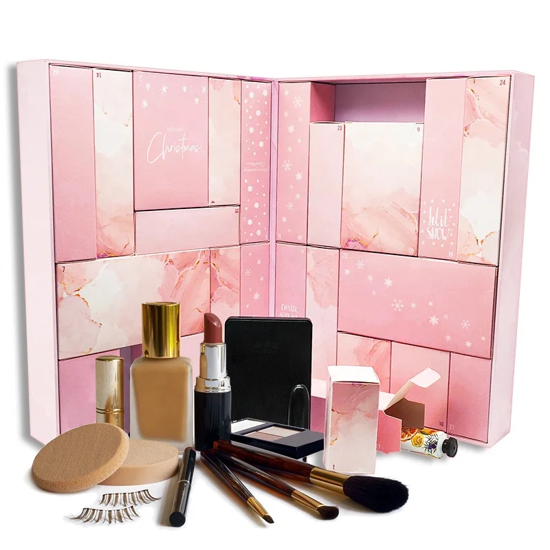 Customized productCustom Gift Woman 24 Days Countdown Cosmetic Makeup Beauty Empty Paper Advent Calendar Box with Draw