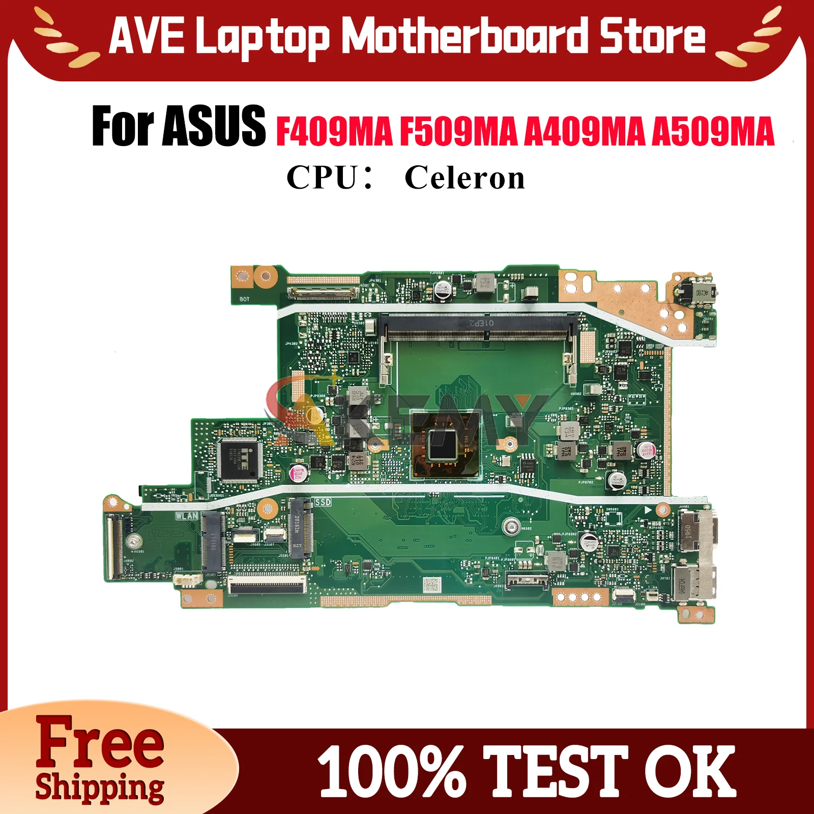

Материнская плата для ноутбука X409MA для ASUS VivoBook A409MA X409M F509MA A509MA F409MA X409MA, материнская плата с процессором Celeron, тест ОК, быстрая доставка