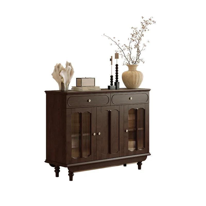 

American solid wood dining side cabinet French retro storage living room against the wall high bookcase entrance