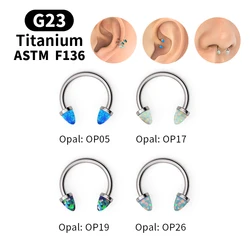 F136 G23 Titanium Opal Hoop Nose Ring Septum Men Women Ear Cartilage Tragus Helix Piercing Earrings Labret Lip Stud Body Jewelry