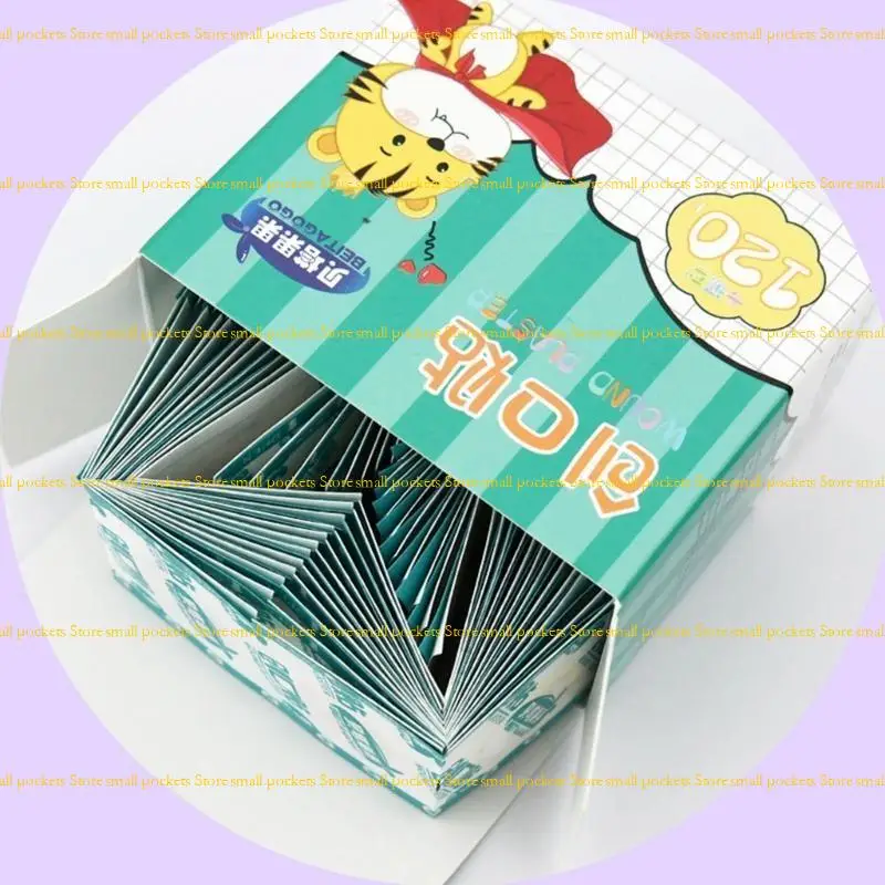 R1WD 120pcs/set Kid Children Round Bands Aid Syringes Injections Orifice Hole Patch Wound Plaster Waterproof Adhesive Bandage