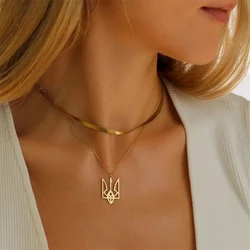 Ukraine National Emblem Necklace Party Jewelry Stainless Steel Pendant Necklace Simple Ukrainian Symbol Necklace