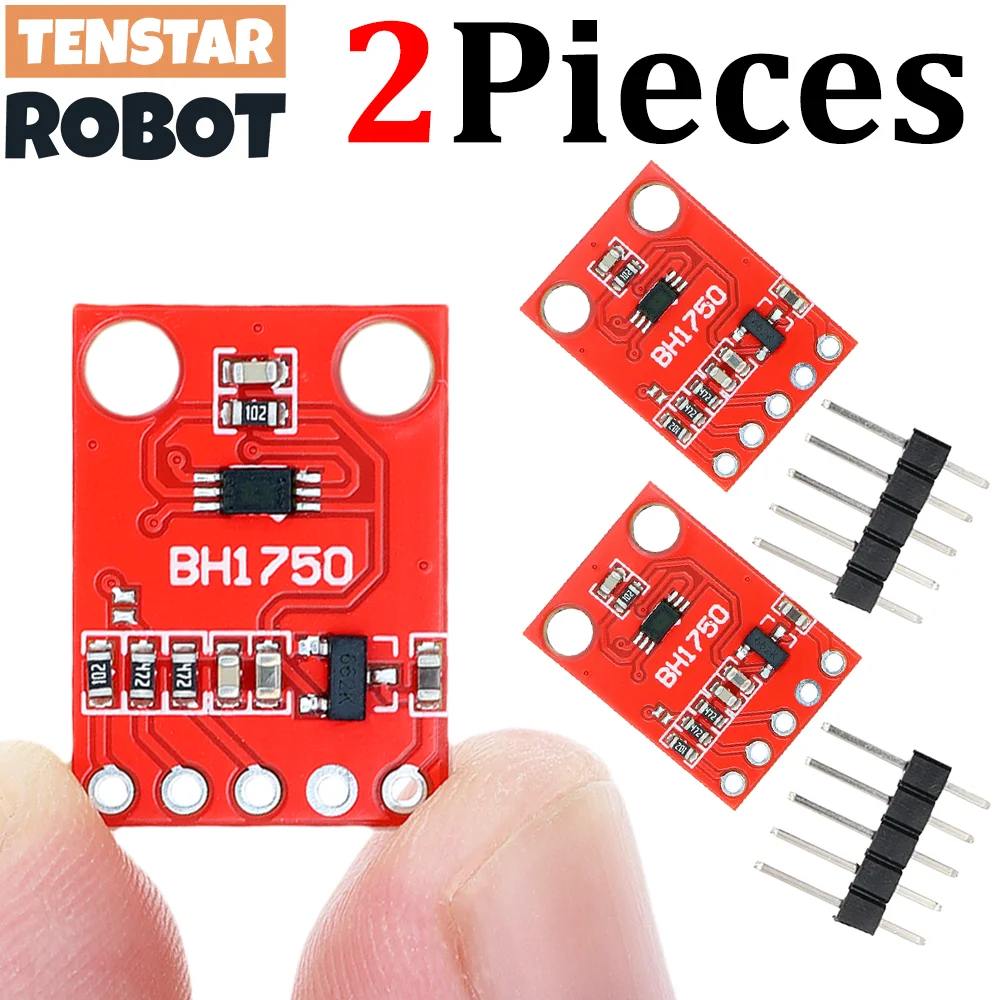 TENSTAR 2pcs GY-302 BH1750 Red Board Light Intensity Illumination Module Sensor BH1750FVI 3V-5V