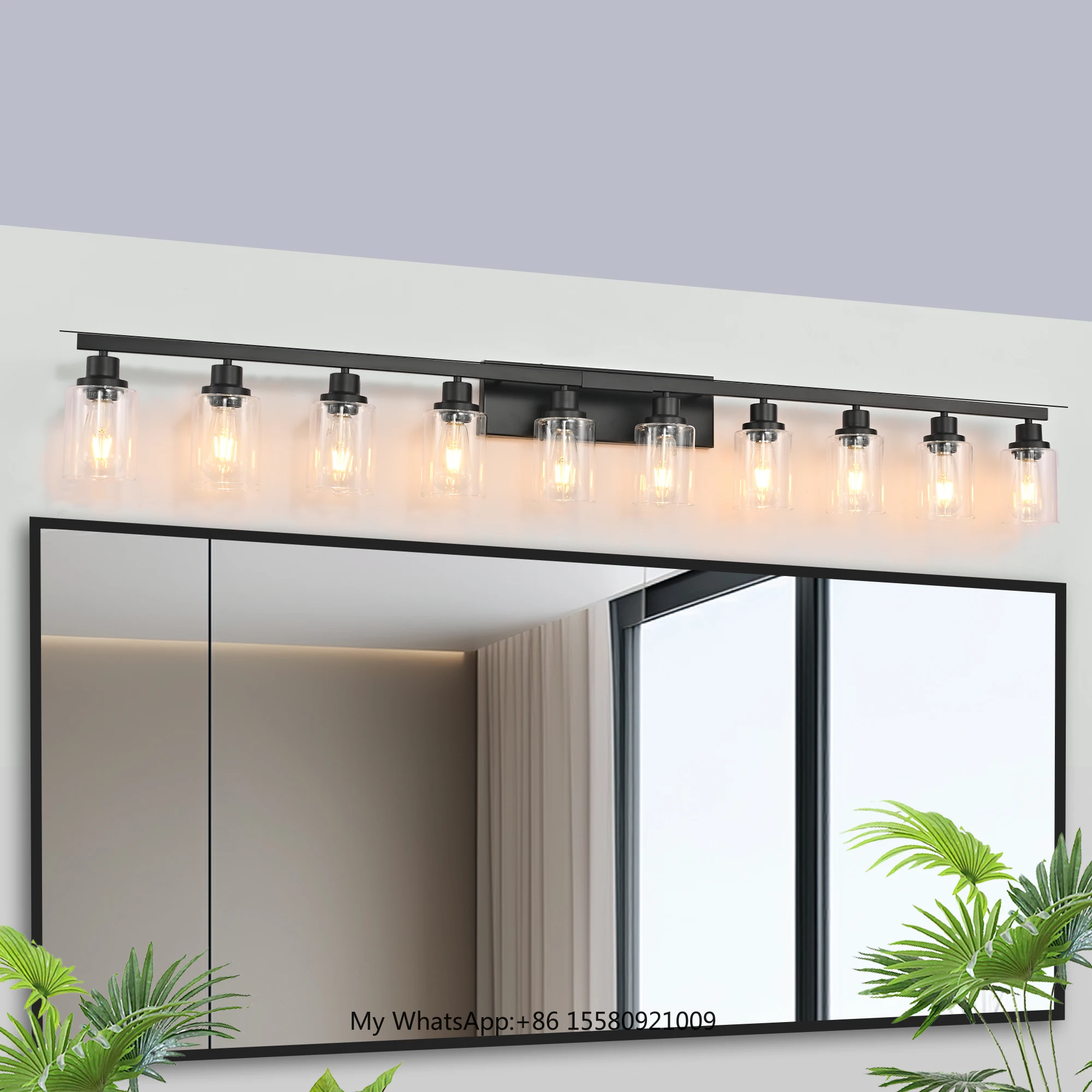 10 Lights 65'' LED Black  Modern Vanity Light for Bathroom Mirror Wall Lamp Fixture (Bulb NOT Included)