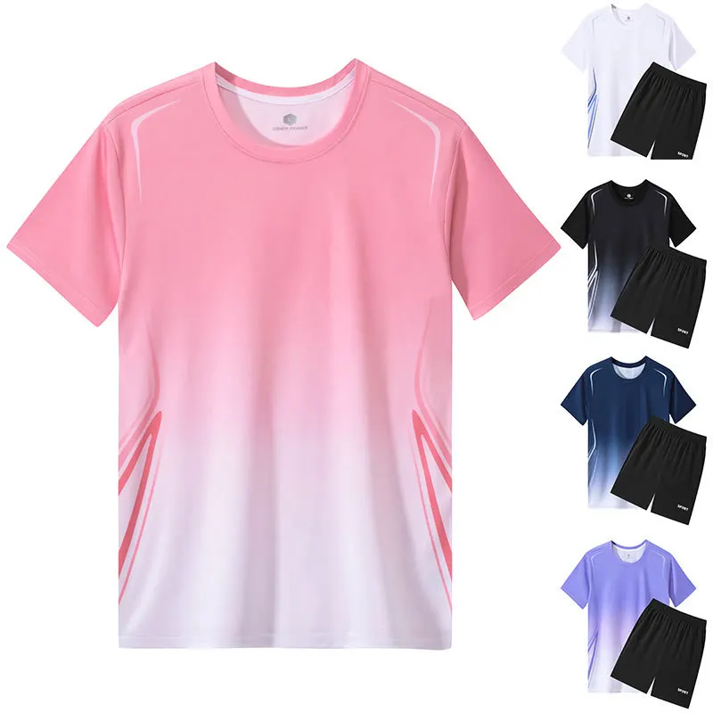 

Jogging Clothes MEN'S ICE Silk Quick-dry Sportswear Set Summer T-shirt Basketball Equipment Training Running Sets Tracksuits