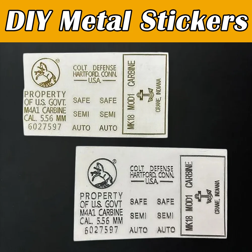 Tactical DIY Metal Stickers Waterproof Toy Gun Letter Sticker Hunting Multipurpose Icon Transfer Stickers Gun Decoration