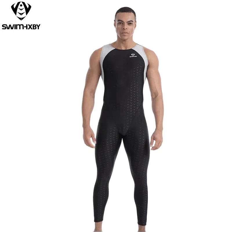 Men'S Sleeveless Competitive Swimwear Durable Waterproof One Piece Racing Swimsuit For Professional Training Competition