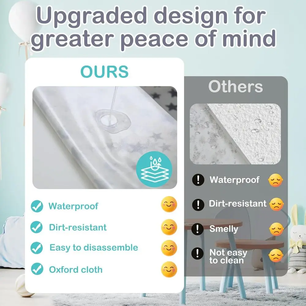 Portable Toddler Bed & Chair Combo - Convertible Crib with Storage, Waterproof Cloth, Washable Cover, Soft Velvet (Stars)