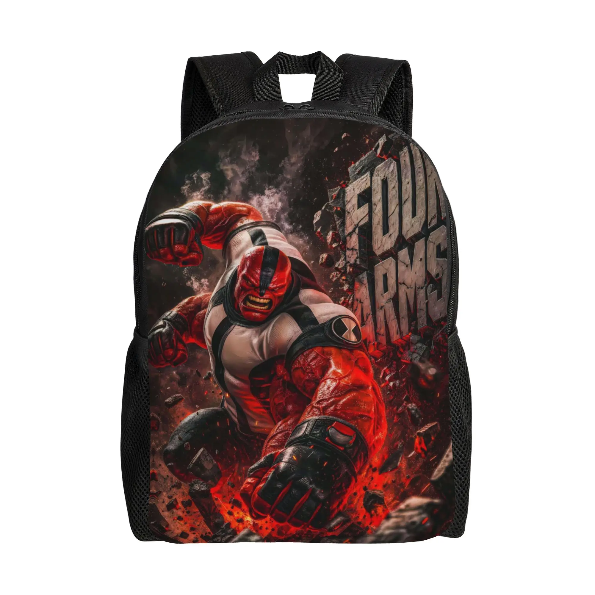 Back to school season Casual Four Arms Red Muscular Alien Hero Handbag  Men Women Adult Backpack