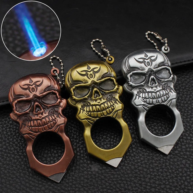 New Metal Windproof Butane Gas Turbo Lighter Portable Keychain Lighter Outdoor Creative Self Defense Tools Cigarette Accessories