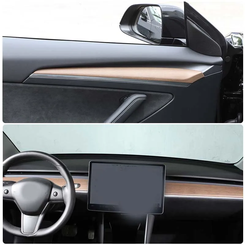 

For Tesla Model 3 Model Y 2017-2021 ABS Pear wood grain Style Car Center Control Instrument panel trim Car Door interior trim