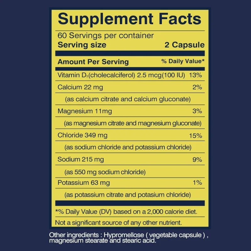 Cápsulas de eletrólito premium – comprimidos de sal e eletrólitos para alívio de cãibras nas pernas, recuperação esportiva, suplemento essencial para caminhadas