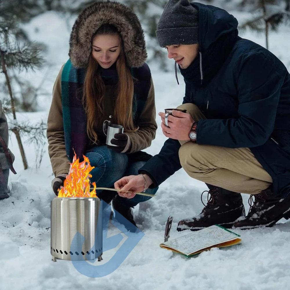 Outdoor Camping Non-smoking portable Stainless steel burner heater Mini fire wood stove campfire stove pit fire basin Equipment