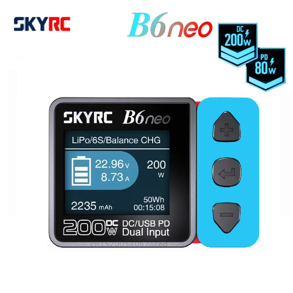 2023 SkyRC B6neo Smart Charger DC 200W PD 80W Battery Balance Charger For LiPo/LiFe/LiIon/LiHV/NiMH/NiCd/Pb battery