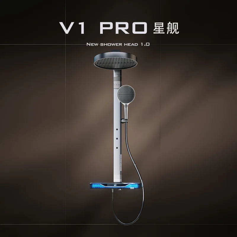 

Термостатический душевой набор Nanze German Gun Gray с кнопочным управлением, цифровым дисплеем, для ванной комнаты, с функцией тропического душа и регулировкой давления