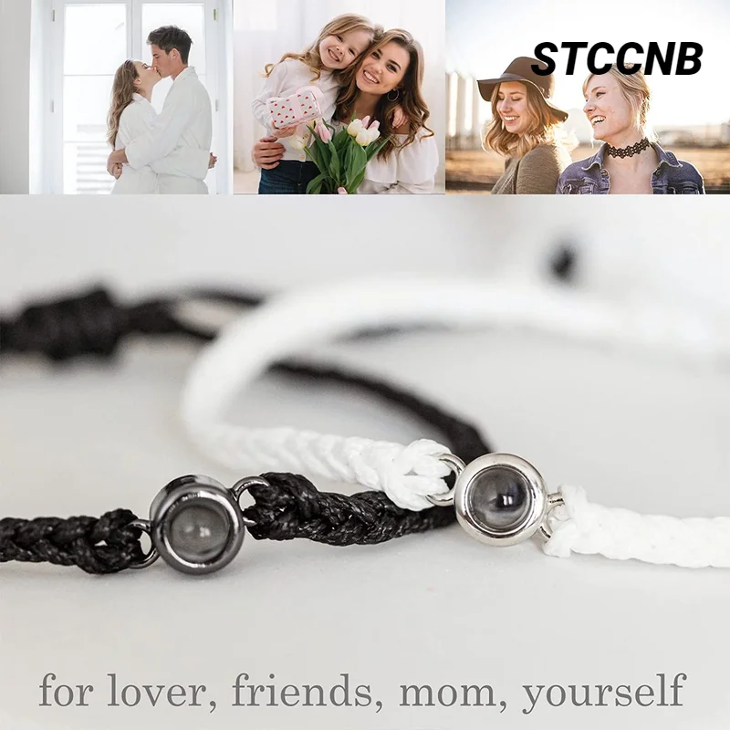 New Personalized Circular Photo Projection Hand-Woven Bracelet Couple Custom Jewelry To Commemorate Valentine's Day Family Gift