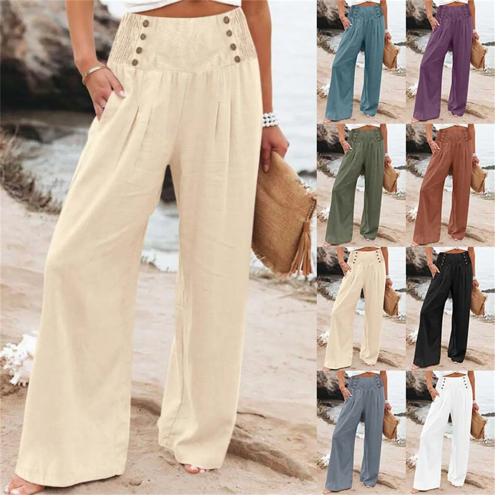 Linen Pants Summer Pants Suits for Women Casual High Waist Women Bow Tie High Waist Pencil Cropped Pant Slim Fit Casual Trouser